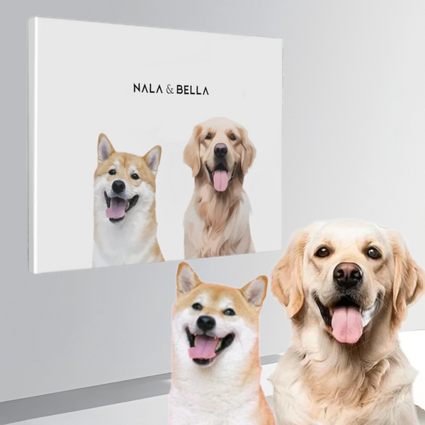 Personalized Pet Portrait – Digital Art (Two Dogs, No Frame)